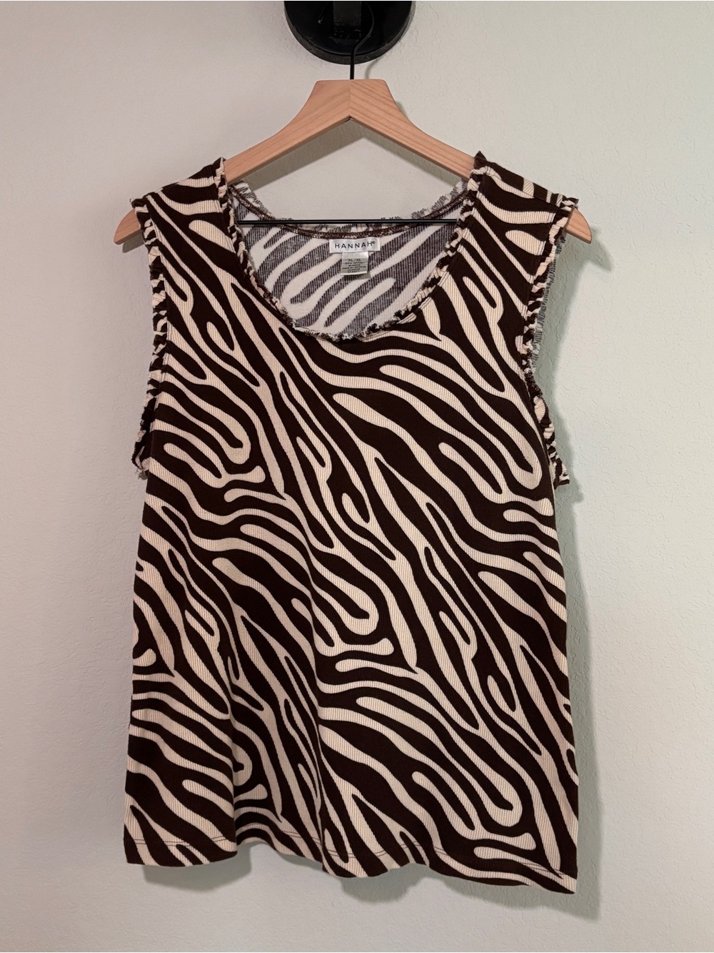 Vintage Hannah Zebra Tank Top XL Y2K Animal Print 100% Cotton